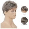 Salaibs Grey Short Wigs for Men Natural Layered Realistic Synthetic Wigs for Male Guy Halloween Daily Wig