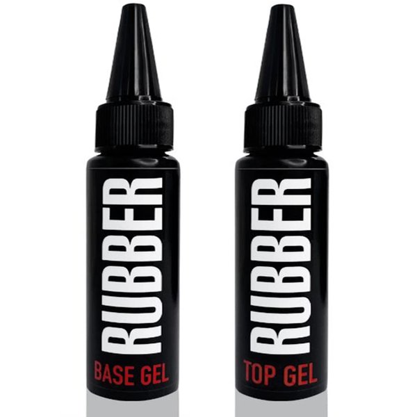 Kodi Professional SET 2in1 Rubber BASE 30ml. (1.01 fl oz) + Rubber TOP 30ml. (1.01 fl oz) Gel LED/UV Nail Polish Coat Soak Off/Without Brush/Thin Nose/Original