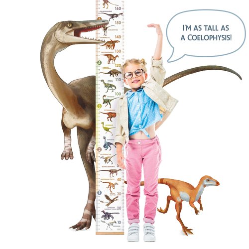 LIFELIKO Personalised Growth Chart for Dinosaur Lovers, Removable Wall Ruler for Boys and Girls, Kid’s Room Decoration (White)