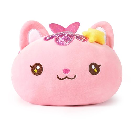 Onsoyours Cute Kitten Mermaid Plush Toy Stuffed Animal Kitty Soft Mermaid Cat Plush Pillow for Kids (Pink Cat Mermaid, 12")