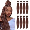 Brown Braiding Hair Pre Stretched 26 Inch 8 Packs Color 30 Braiding Hair Extensions for Braids Hot Water Setting Soft Yaki Synthetic Knotless Braid Hair (Color 30#, 8packs)