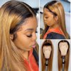 Human Hair Lace Front Wigs for Women Remy Brazilin Virgin Hair Wigs Pre-Plucked Natural Hairline with Baby Hair 13x4 Free Parting Long Silky Straight Lace Wig Thick 24” 150% Density #1B/27