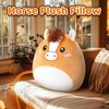 Athionsu 12 Inch Horse Plush Pillow Soft & Cuddly Stuffed Horse Soft Squishy Gifts for Toddler Kids Boys and Girls