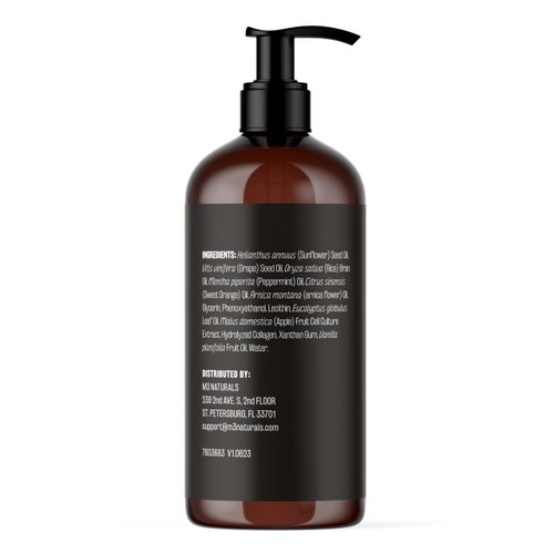 Arnica Sore Muscle Massage Oil for Massage Therapy - Anti Cellulite Massage Oil with Collagen Stem Cells Arnica and Menthol - Multipurpose Instant Absorption Full Body Massage Oil by M3 Naturals