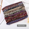 CAKURE Boho Wide Headbands African Head Wraps Stretchy Hairbands Stripe Turban Head Bands for Women and Girls Pack of 3 (Set2)