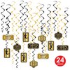 Beistle 24 Piece Roaring 20 Swirls 1920’s Theme Party Decorations Dangling Whirls, 17"-32", Black/Gold