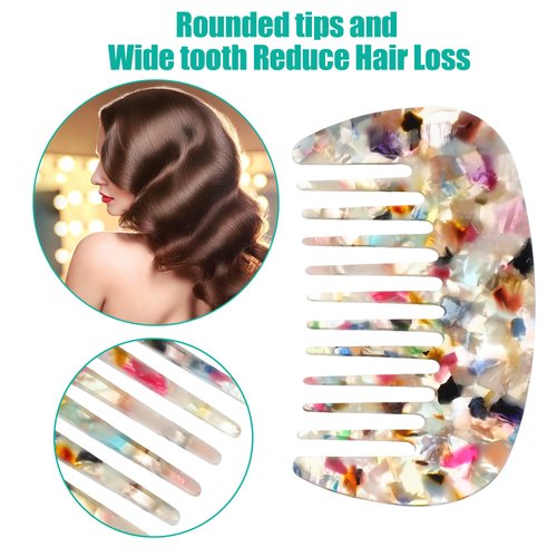 VOCOSTE Mini Hair Comb Wide Tooth, Anti-Static Pocket Size Comb for Thick, Curly Hair, Hair Care, Detangling Comb, for Wet and Dry, Multicolor