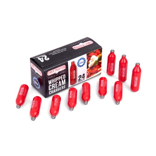 Chef-Master Whipped Cream Chargers, 48 Pack, 8g Cartridge for Whipped Cream Charger, Nitrous Oxide Chargers, Easy to Use, Made in Europe, Value Pack of 48