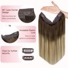 GOO GOO Wire Hair Extensions Human Hair, 3/8/613 Walnut Brown with Ash Brown and Bleach Blonde Balayage 14inch 75g, Invisible Wire Hair Extensions with Transparent, Seamless Fish Line Hairpiece