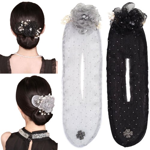 2 PCs Crystal Hair Bun Maker, French Twist Hair Roller for Long, Thick Hair - Ball Hair Clip and Twister Accessories for Women, Girls