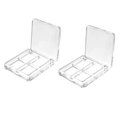 AKOAK 2 Pcs Empty Makeup Board, Lipstick Palette, Refillable Eyeshadow Storage Box, 4 Grids Eyeshadow Lipstick Tray, Plastic Clear Makeup Tray, DIY Makeup Foundation Blush Eyebrow Powder Container