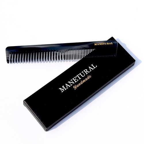 MANETURAL 15I Fine & Wide Tooth comb 5.7 Inch, beard comb for men, Comb for Grooming & Combing Hair, Beard & Mustache, Comb for wavy Curly Hair,Long/Short Hair Women or Kids (2 PACK, Graphite)