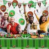 140PCS Football Party Supplies Tableware Set Serve 24, Football Birthday Party Decorations Includes Plates Napkins Cups Banner Balloons Cake ToppersTablecloth for Football Themed Party Supplies