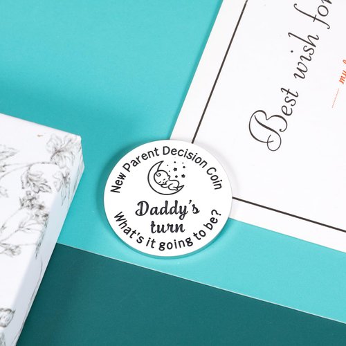 Funny Baby Gift for New Dad Mom Decision Coin New Parent Gifts for Him Her, Pregnancy Gifts for First Time Moms Dads, Baby Shower Announcement, New Parents Gifts for Dad Mom to be, Double-Sided Coin