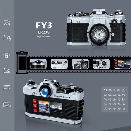 NC Uvini Building Blocks Camera, DIY STEM Toys, Building Construction Brick Set Best Gift for Adult, Teens, Collectible Model Digital Camera to Build 405pcs, QL00846