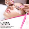 SV Lash Tweezers | Lash Extension Tweezers Set | 5Pcs Stainless Steel Eyelash Extension Tweezers Set | Volume/Isolation Nail Art Curved Tweezers