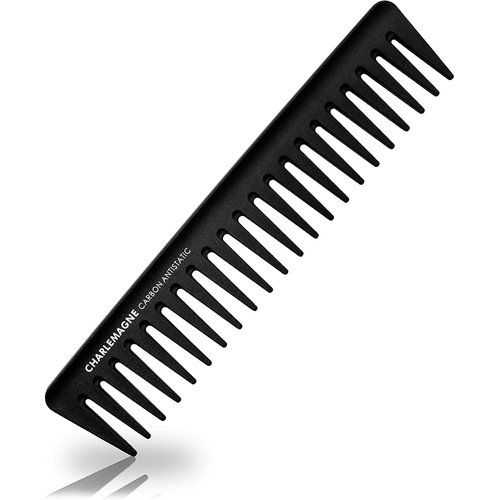 Charlemagne Men's Styling Comb - Shatterproof Carbon Comb for Hair & Beard - Mens Combs for Hair - Styling Tools & Appliances - 19cm Coarse Teeth