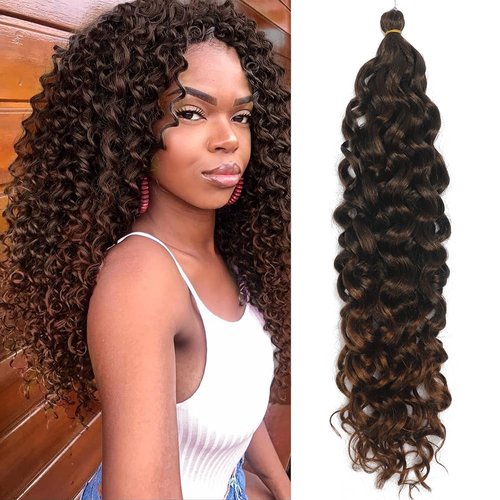 BAESITTE Ocean Wave Crochet Hair 20 inch Soft Hawaii Wavy Braiding Hair 4 Packs Hawaii Wavy Synthetic Crochet Hair Long Curly Hair Extensions T30 Color 360g