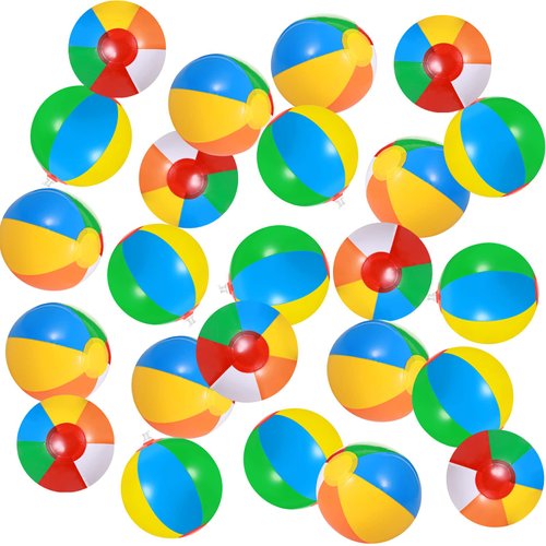 Hungdao 72 Pcs Mini Beach Ball Decoration Rainbow Small Beach Ball with Hanging Rope and Hooks Inflatable Pool Ball Blow up Sport Ball Toy for Water Games Summer Hawaiian Party Ornament