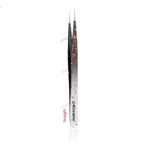 Alluring Ombre Black & Red Tweezers for Eyelash Extension for Volume Lashes Straight