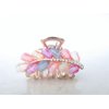 Small gold metal leaf crystal hair claw bridal clip (Primary color: Blue)
