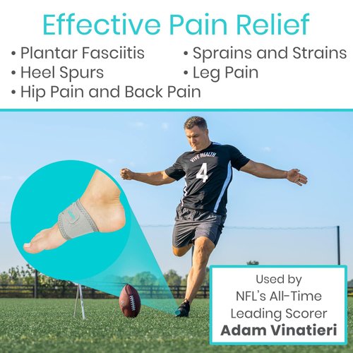 Vive Foot Arch Support Brace (Pair) - Wrap Corrector for Flat Foot, Plantar Fasciitis, Pain Relief, Fallen Arches - Compression Sleeve Strap for Feet - Gel Bands Inserts For Women & Men - Insert for Under Socks