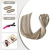 EYEFULL STELL Clip in Hair Extensions Real Human Hair 16 inch 120g 7PCS Natural Straight Remy Ash Brown Highlights Platinum Blonde Clip on for Women Invisible Double Weft Layered Thick Clip ins Hair