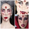 Halloween Spider Face Temporary Tattoo Stickers Face Shoulder Arm Back Scary Spiderweb Witch Makeup Kit for Halloween Costume Cosplay Theme Masquerade Party (Red)