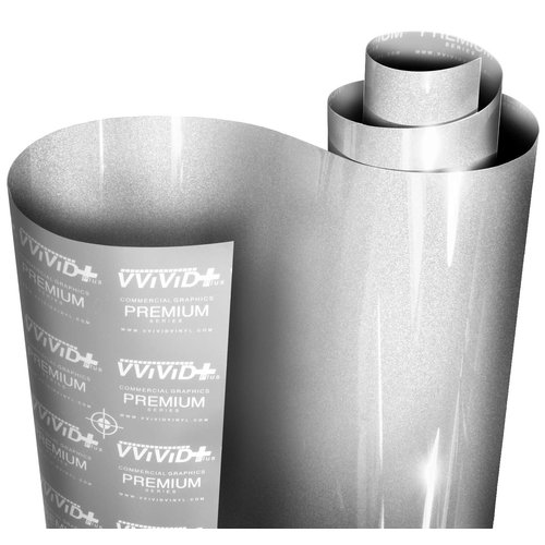 VViViD+ Ultra Gloss Silver Metallic Vinyl Car Wrap Premium Paint Replacement Film Roll with Nano Air Release Technology, Stretchable Protective Cap Liner, Self Adhesive, Indoor Outdoor (1ft x 60")