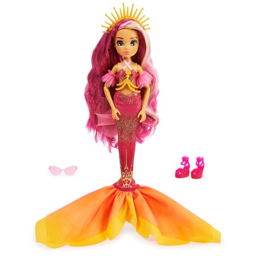 MERMAID HIGH, Spring Break Searra Mermaid Doll & Accessories with Removable Tail and Color Change Hair Streak, Kids Toys for Girls Ages 4 and up