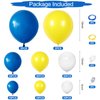 124PCS Blue Yellow White Balloon Garland Arch Kit, 18 12 5 inch Matte Blue White Yellow Balloons Garland Kit, Decoration Balloons for Birthday Baby Shower Wedding Anniversary Picnic Festival Party