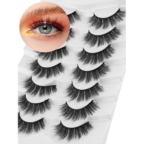 Fluffy Eyelashes False Lashes Strip Eyelashes Pack C Curl Natural Lashes 3D Volume Eyelash Siligli 7 Pair