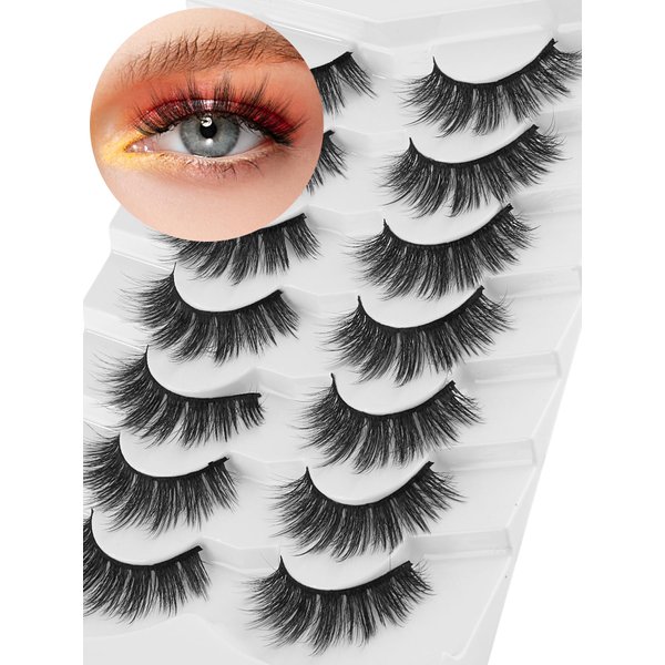 Fluffy Eyelashes False Lashes Strip Eyelashes Pack C Curl Natural Lashes 3D Volume Eyelash Siligli 7 Pair