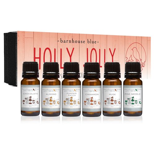 Eternal Essence Oils Holly Jolly Set of 6 Premium Fragrance Oils - Almond, Chocolate, Cinnamon, Musk, Pine Needle, Pumpkin - for Diffusers, Candle & Soap Making, & Aromatherapy - 10ML