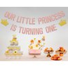 Our Little Princess Is Turning One Banner, Princess Theme 1st Birthday Party Decorations, Happy First Birthday Decor, Girls Birthday Baby Shower Party Supplies