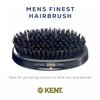 Kent MN11 Finest Men's Hair Brush and Facial Brush for Beard Care, Natural Black Boar Bristle Brush for Mens Grooming, Scalp Brush, 360 Wave, and Beard Straightener For Men's Hair Care