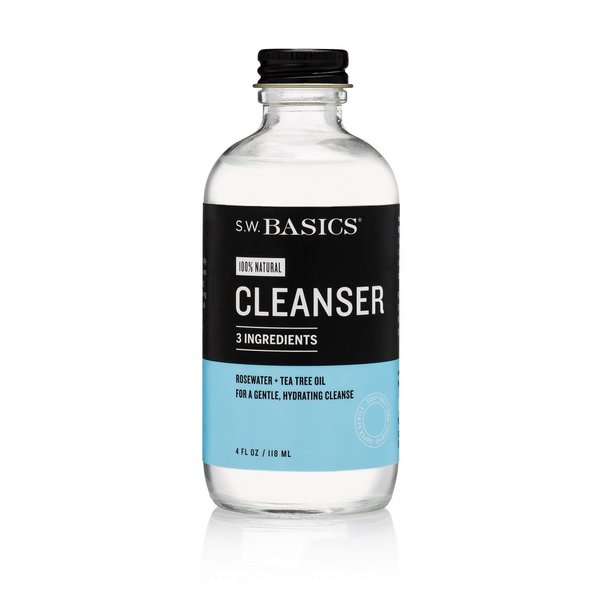 S.W. Basics Cleanser, Natural Rosewater and Tea Tree Oil Face Wash, Sensitive Skin and Cruelty Free, 4.0 fl oz