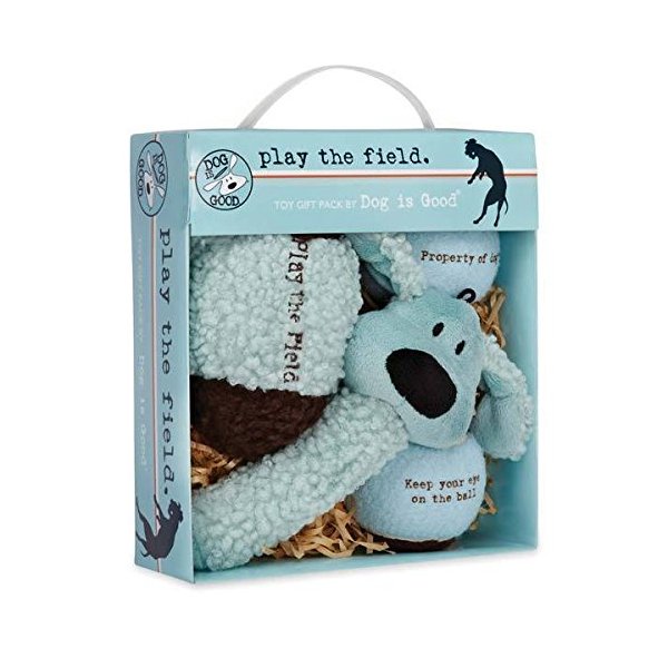 Dog Gift Box 4 Piece Blue Plush & Ball Toy Set AVAILABLE IN BULK PACKS TOO(1 Gift Pack)