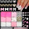 BELICEY 1000PCS Flowers Nail Charms 3D Alloy Butterfly Bow Nail Charms Pink&White Star Heart Moon Pearls Beads Nail Charms Cute Nail Jewels for Nail Art DIY Crafts with Picker Pencil and Tweezer