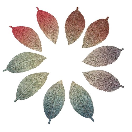 Vintage Handmade Embrcidery Leaves Snap Hair Clips, DIY Embroideried Leaf BB Barrettes, Leaf-shaped Headwear Accessories Plant Hairpins for Home School Party Christmas Ornaments (C)