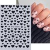6 Sheets Valentine's Day Nail Stickers 3D Heart Nail Art Stickers Decals Black White Red Gold Silver Heart Nail Design Nail Decals Valentines Nail Supplies for Women Acrylic Nail Decoration DIY