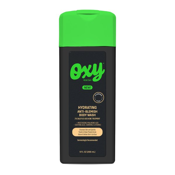 OXY Stubborn Acne Anti-Blemish Body Wash For Teens, 2% Salicylic Acid, Hydrating Face & Body Wash Clears & Prevents Breakouts, Fast-Acting Acne Treatment, Dermatologist Recommended, 9 fl oz