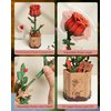 ROBOTIME 3D Puzzle Wooden Flower Red Rose DIY Model Kit to Build for Adults Artifical Bouquet Collection Craft Brain Teaser Puzzle Creative Gift Home Decor