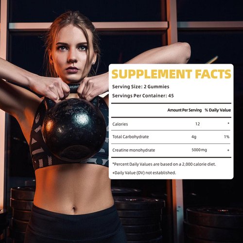 novomins Creatine Monohydrate Gummies 5000mg for Men & Women, Chewables Creatine Monohydrate for Muscle Strength, Muscle Builder, Energy Boost, Pre-Workout Supplement(90 Count)-Pineapple Flavor.