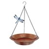 Keygift Hanging Bird Bath for Outdoor, Antique Copper Metal Bird Feeder Birdbath Bowl with 17” Rust-Proof Black Chains for Garden Backyard Decor