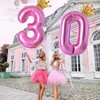 40 Inch Hot Pink Number 1 & Mini Crown Balloon for Birthday Party Decorations, 1st Birthday Party Decorations, Baby Shower Anniversary Balloons Decorations Supplies