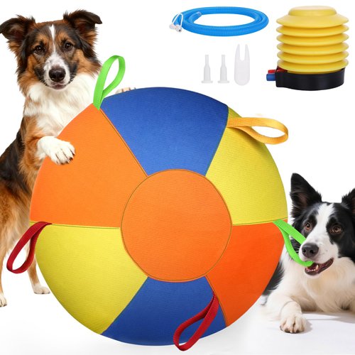 AIERSA Herding Ball for Dogs, Large Dog Ball with Handles for Outdoor Play, Indestructible Training Toy Balls for Australian Shepherd, Interactive Toy Balls for Medium & Large Dogs