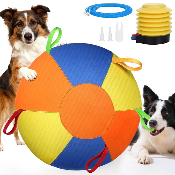 AIERSA Herding Ball for Dogs, Large Dog Ball with Handles for Outdoor Play, Indestructible Training Toy Balls for Australian Shepherd, Interactive Toy Balls for Medium & Large Dogs