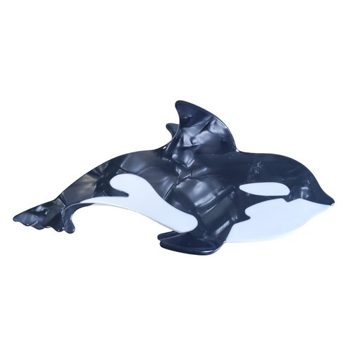 Cute Orcinus Orca Whale Hair Clips,Cellulose Acetate Hair Clips,Big Claw Clips for Girl,Hair Accessories,Black