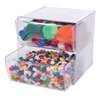 Deflecto Stackable Cube Organizer, Desk and Craft Organizer, 2 Drawers, Clear, Removable Drawers and Dividers, 6"W x 6"H x 7 1/5"D (350101CR)